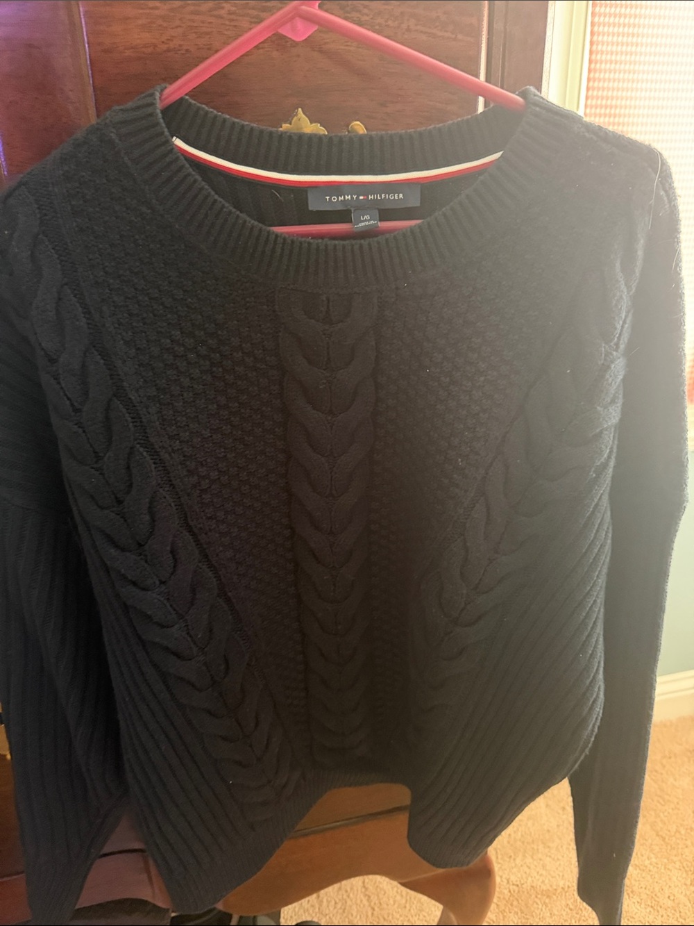 Tommy Hilfiger Navy Cable Crew Neck Sweater